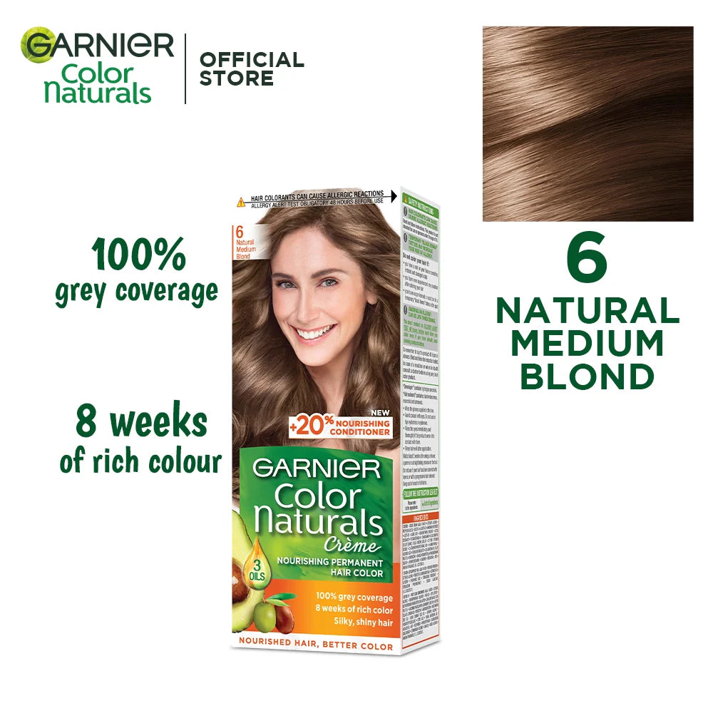 Garnier shade 6 (Natural Medium Blond).