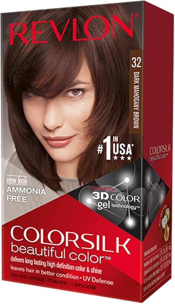 Revlon Colorsilk Hair Color shade 32, Dark Mahogany Brown.