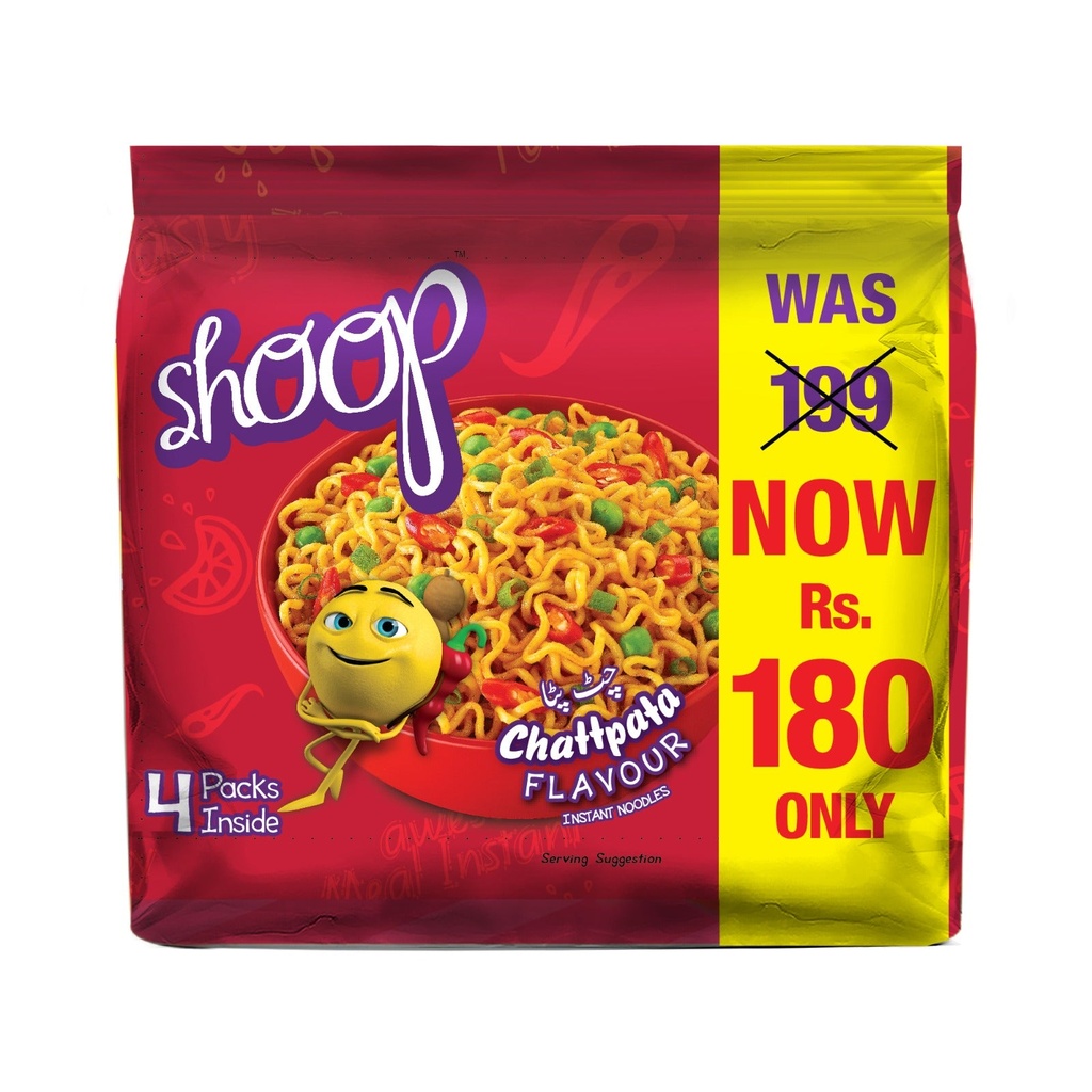 SHOOP INSTANT NOODLES CHATPATTA 50 GM (4X50G) RS 30 FLASHER