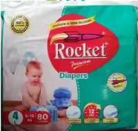 Rocket Premium Diapers Jumbo Pack Size 1-2 Small (3-6KG), 80 Count