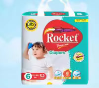 Rocket Premium Diapers Jumbo Pack Size 6 XXL (13-30Kg), 52Pcs
