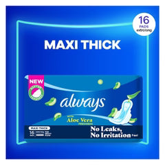 Always Aloe Vera Freshness Maxi Thick Extra Long Pads, 16-Pack