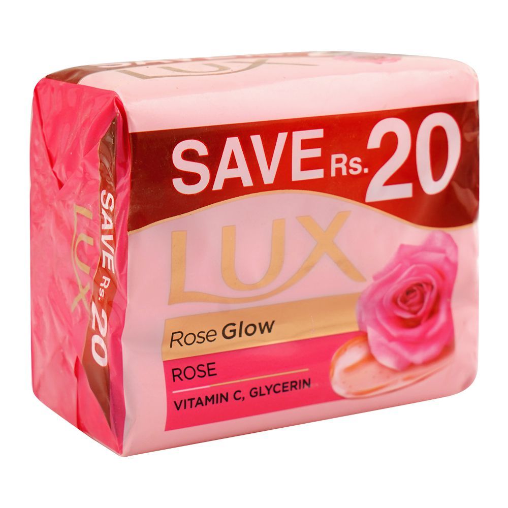 Lux Rose Glow Vitamin C + Glycerine Soap, 3 x 128g