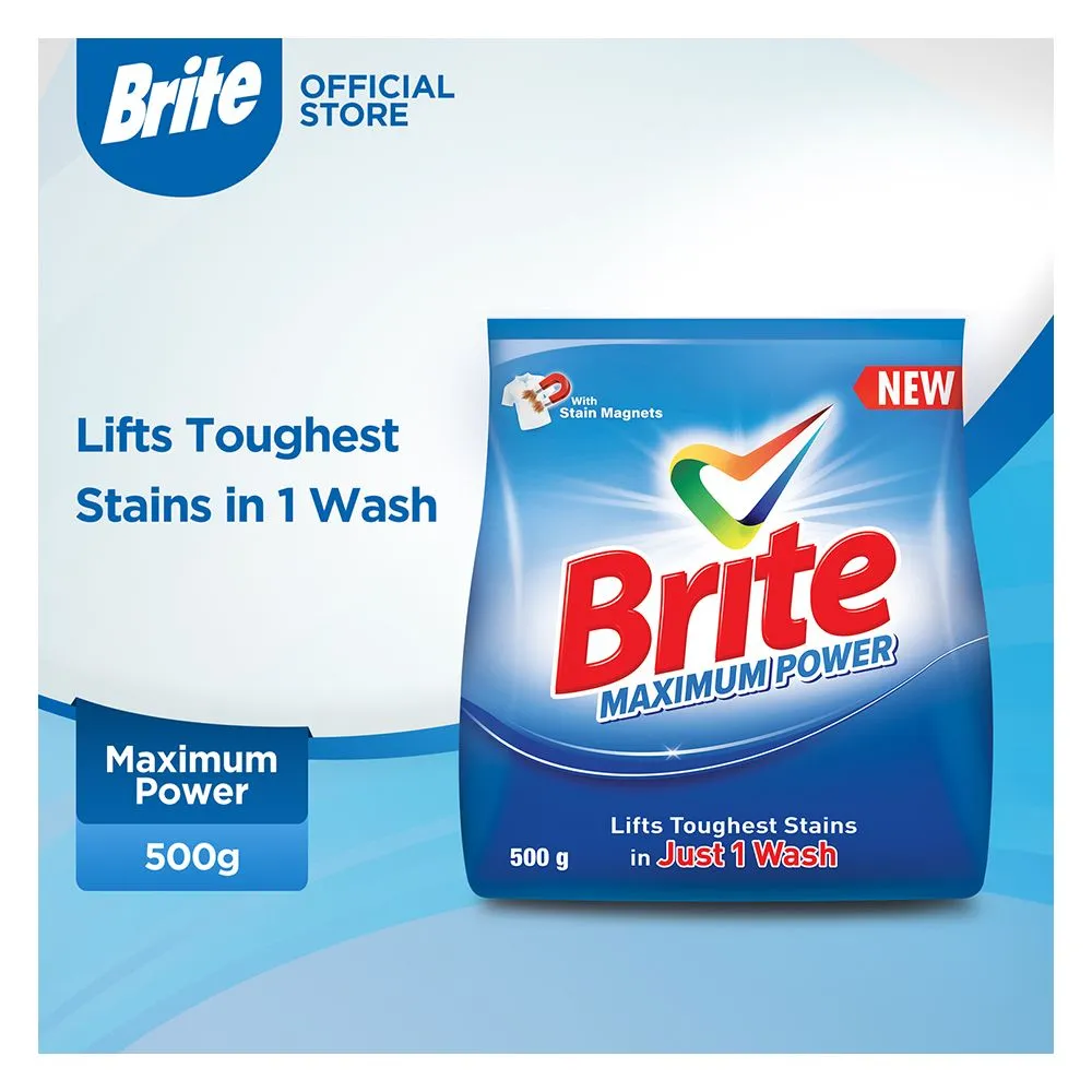 Brite Maximum Power Detergent Washing Powder 500g