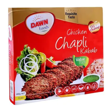 Dawn Foods Chicken Chapli Kabab Economy Pack (12 Pieces) 888g