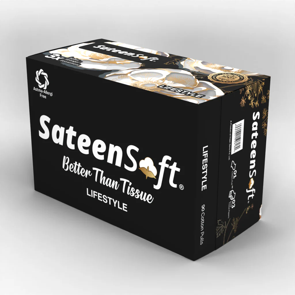 Sateen Soft Lifestyle Black Wipes 90 Pieces