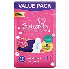 Butterfly Breathables Cottony Soft Maxi Thick Long Pads 18 Pieces