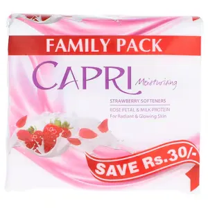 Capri Moisturising Rose Petal Strawberry Milk Protein Soap White 3 x 150g