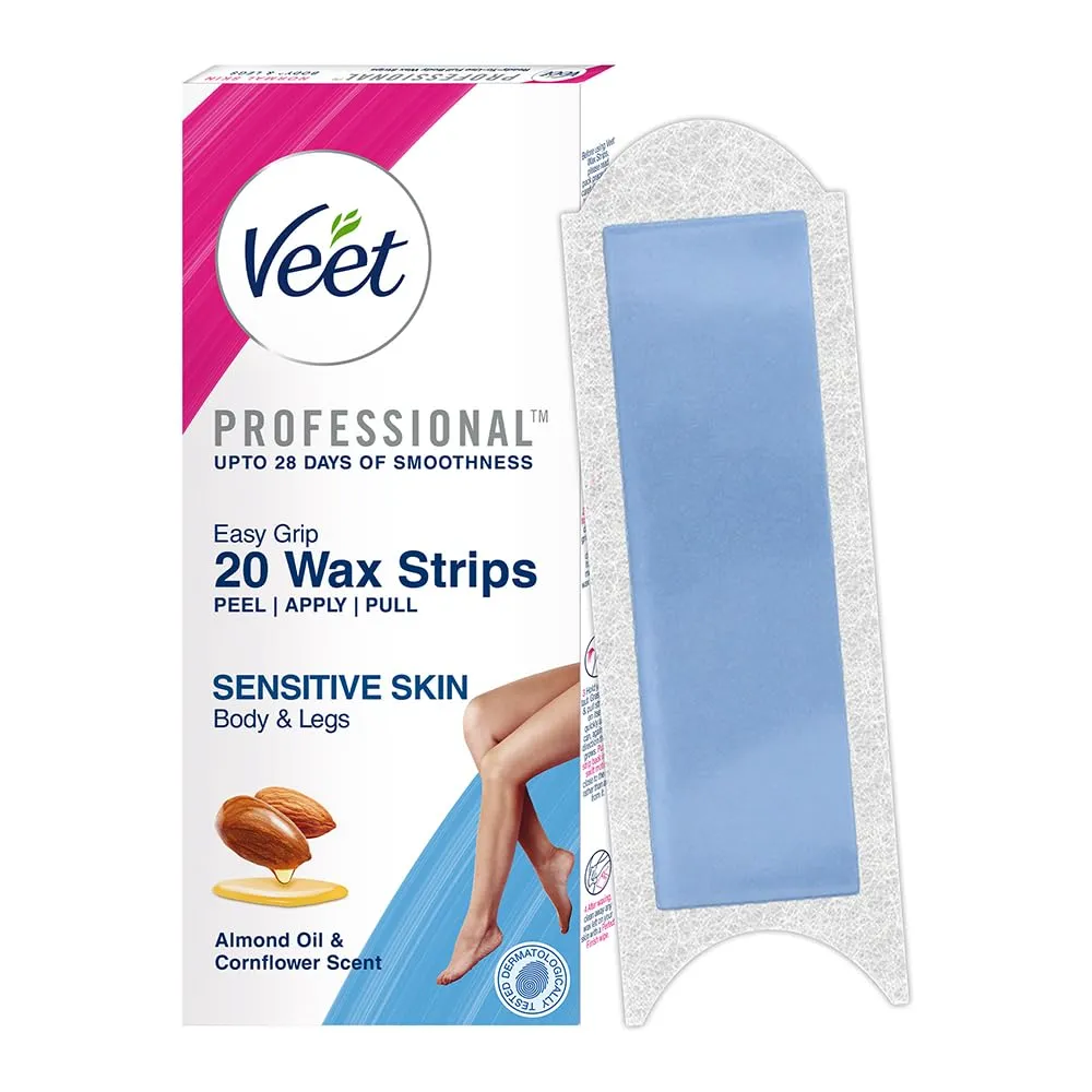 Veet Sensitive Skin Full Body Waxing Strips Kit Hair Removal 20 Pieces