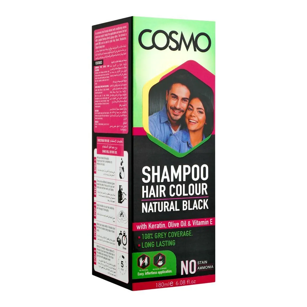 Cosmo Hair Colour Shampoo Natural Black 180ml