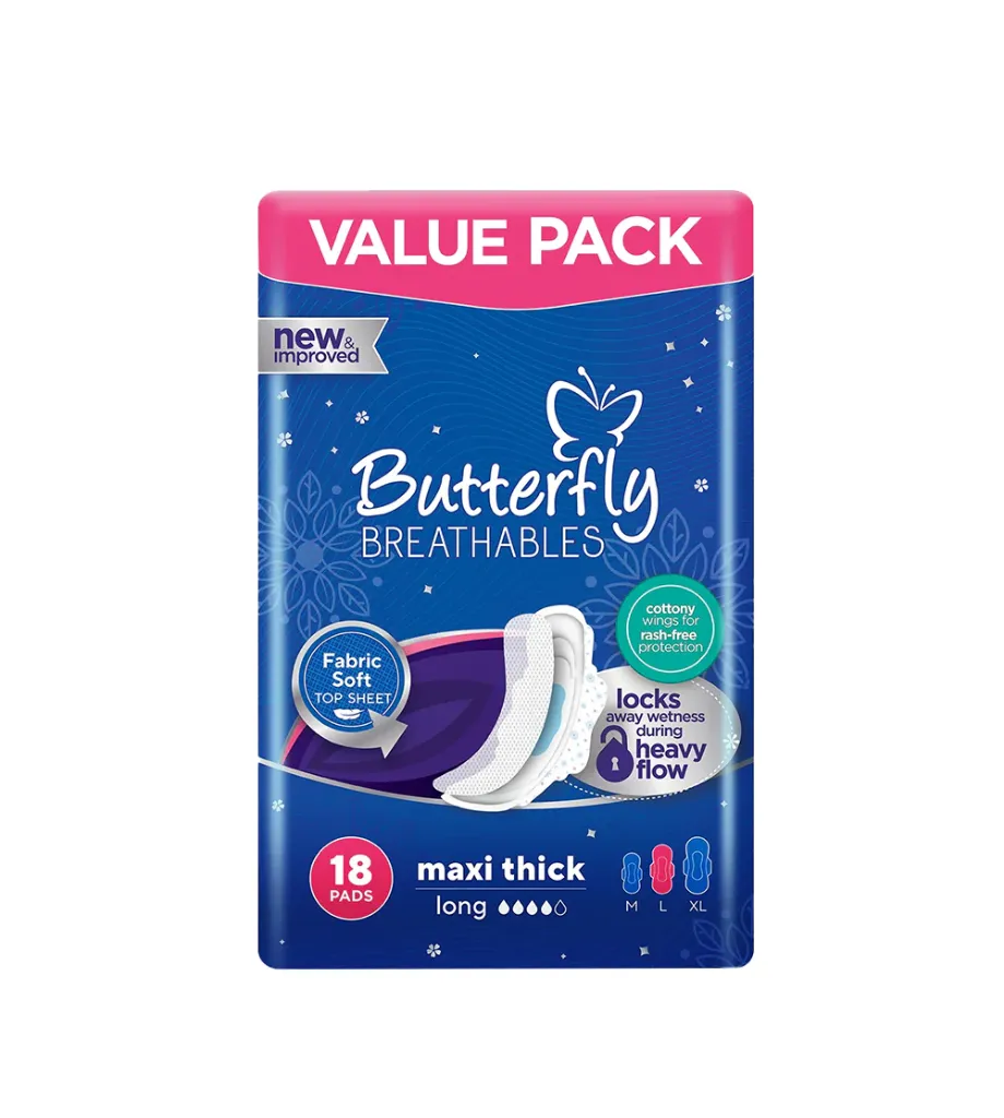 BUTTERFLY BREATHABLES MAXI THICK LONG 18PADS