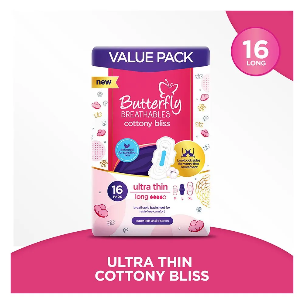 BUTTERFLY BREATHABLES COTTONY BLISS 16 PADS